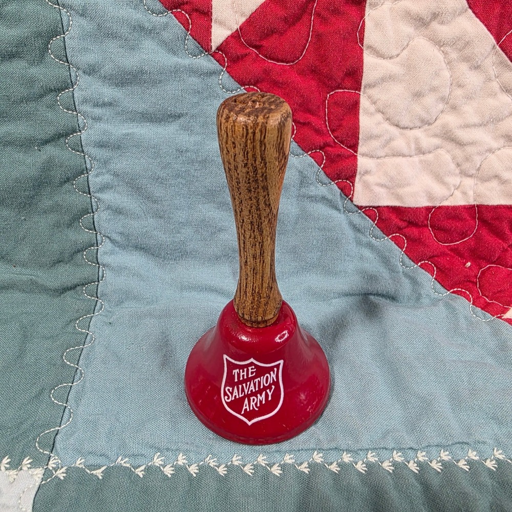 The Salvation Army Hand Bell Unisex OS Red Wood Handle Charity Kettle Bell